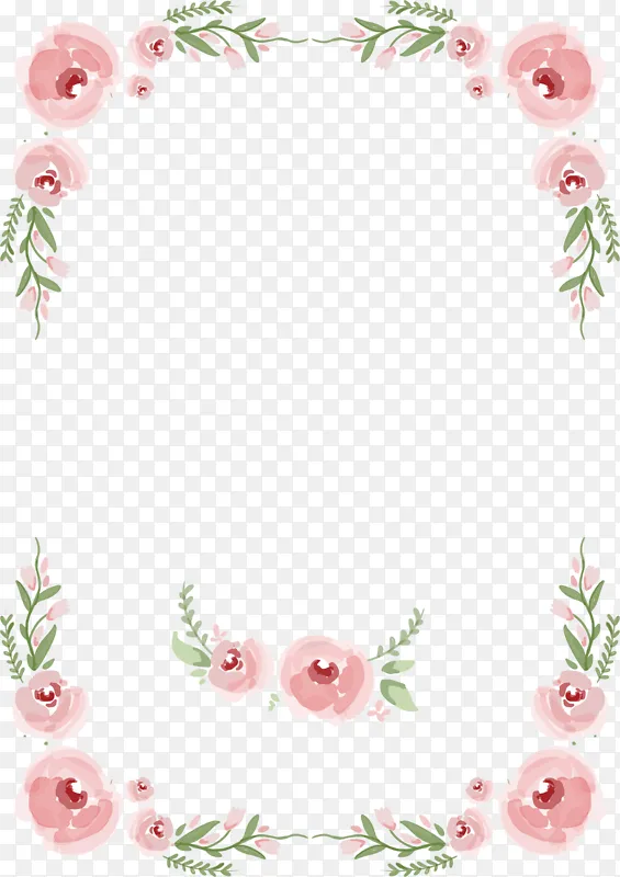 手绘玫瑰花花藤结婚请柬边框