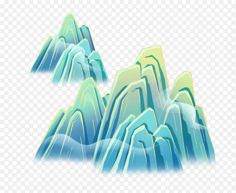 手绘国潮山水古风海报插画装饰元素