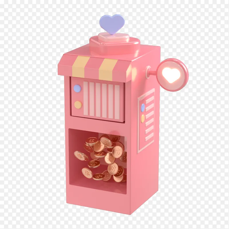 3d金币制造机粉色爱心电商促销