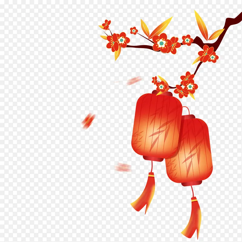红色喜庆中国风国潮灯笼装饰免抠元素