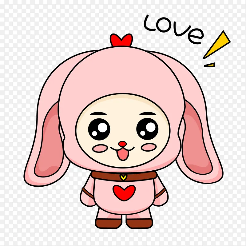 粉色插画爱心兔兔年素材