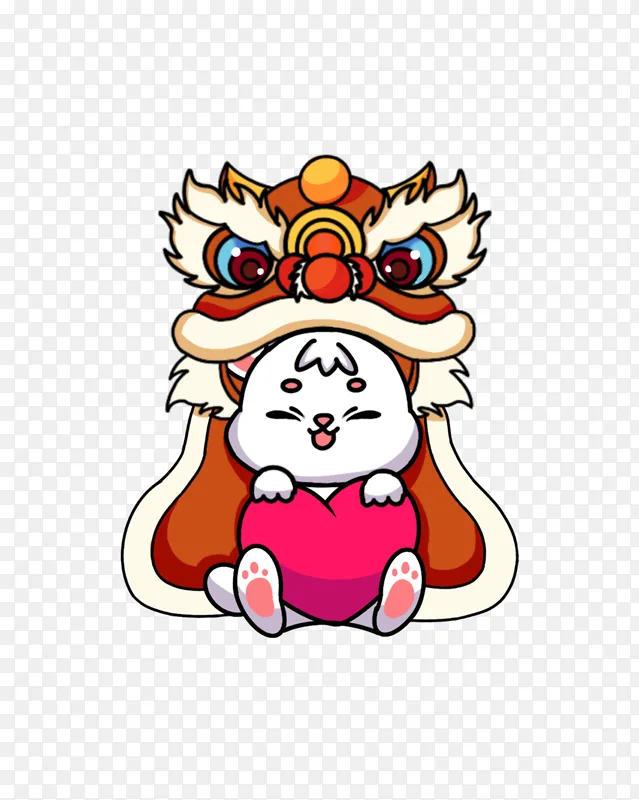 简约舞狮兔子手绘图