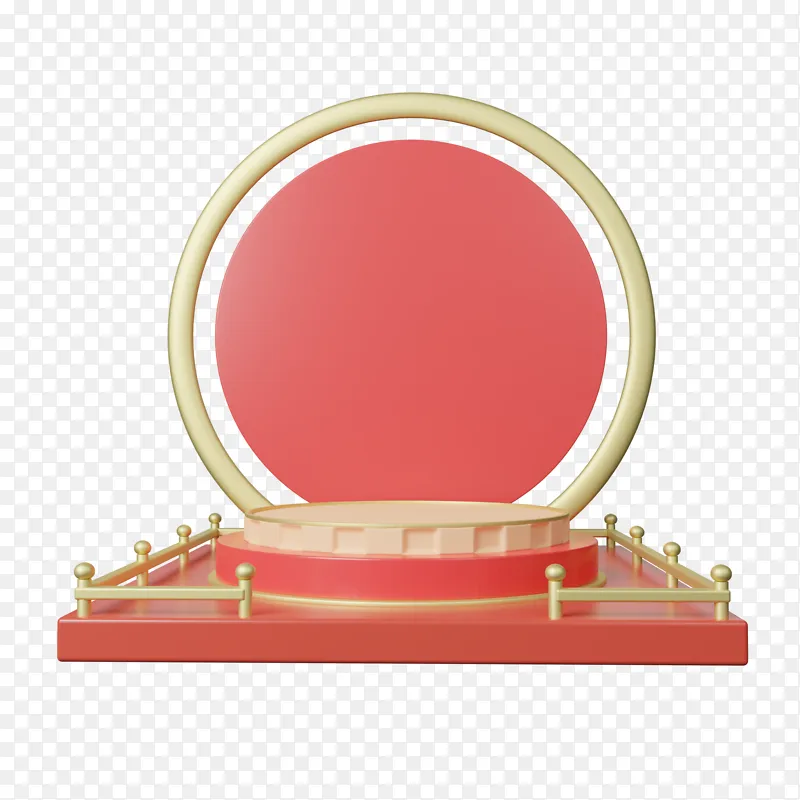 红色喜庆国庆电商大促展台3d立体展台
