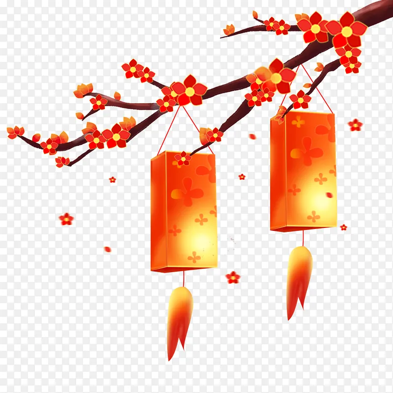 红色中国风国潮新春元宵节灯笼装饰免抠元素