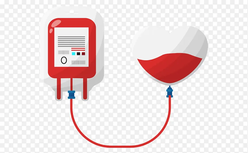 白色扁平医疗爱心献血矢量手绘图