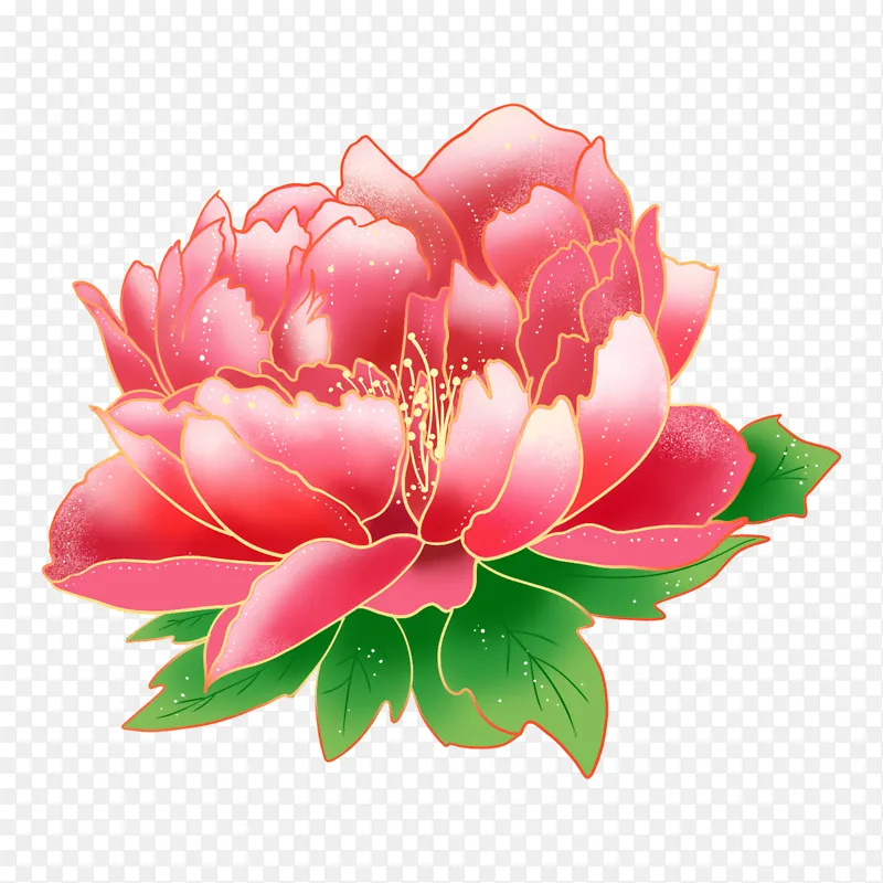 国风牡丹花元素