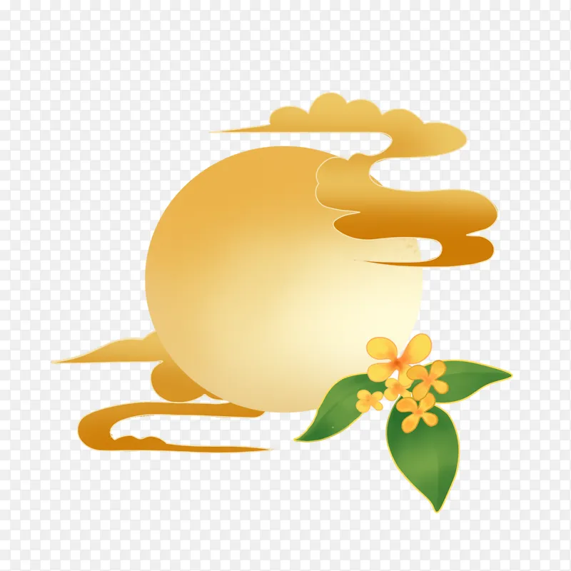中秋节月亮桂花插画元素
