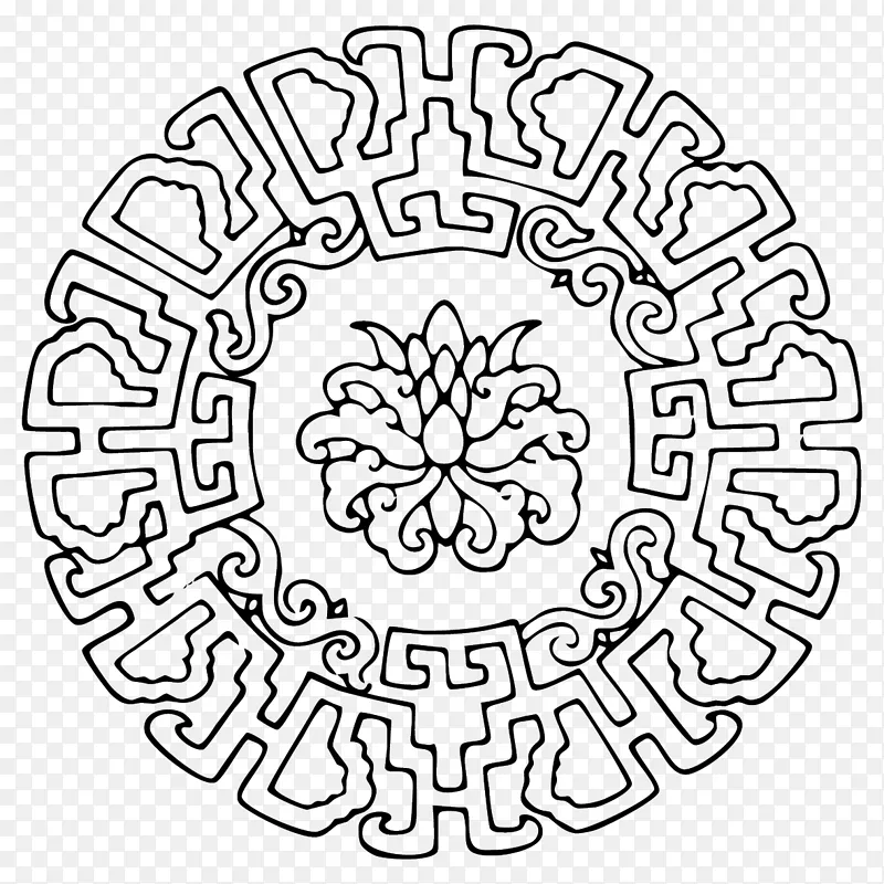 国潮 传统图案 圆形标 花纹08