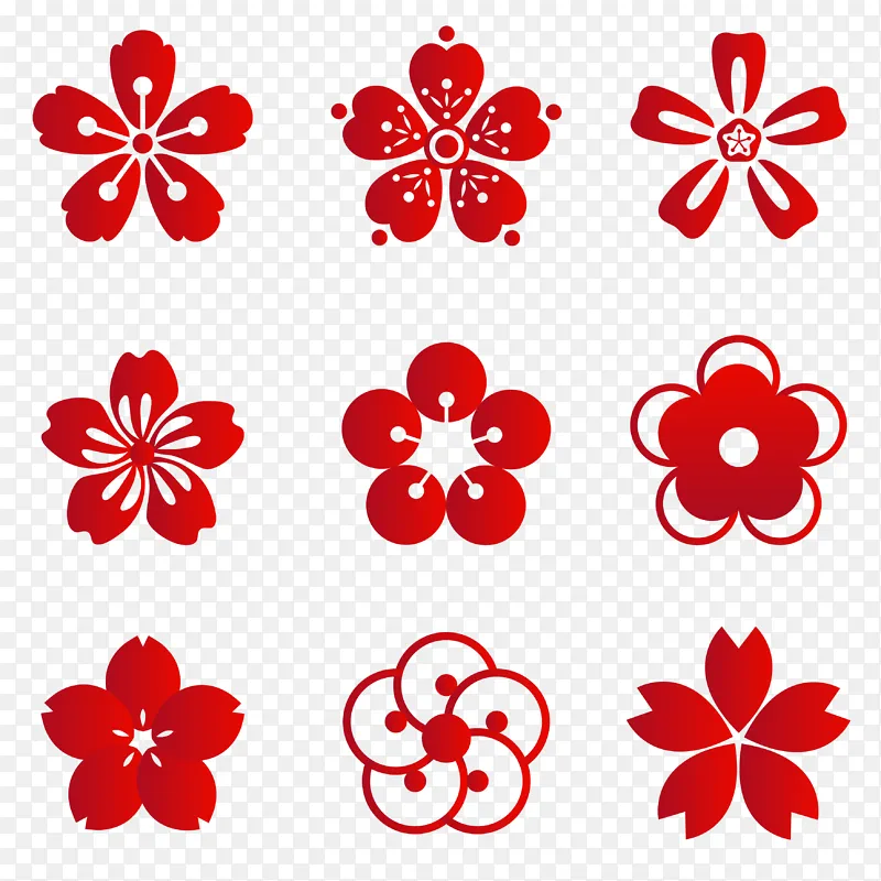 中国风复古花朵装饰矢量元素