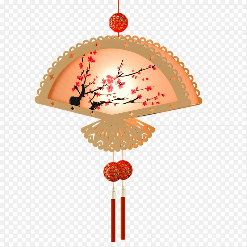 春天节日扇子灯笼梅花喜庆