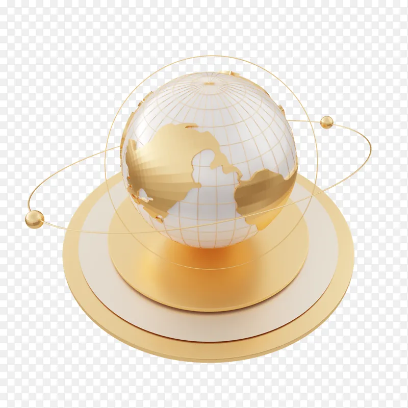3D立体金色地球仪互联网星球