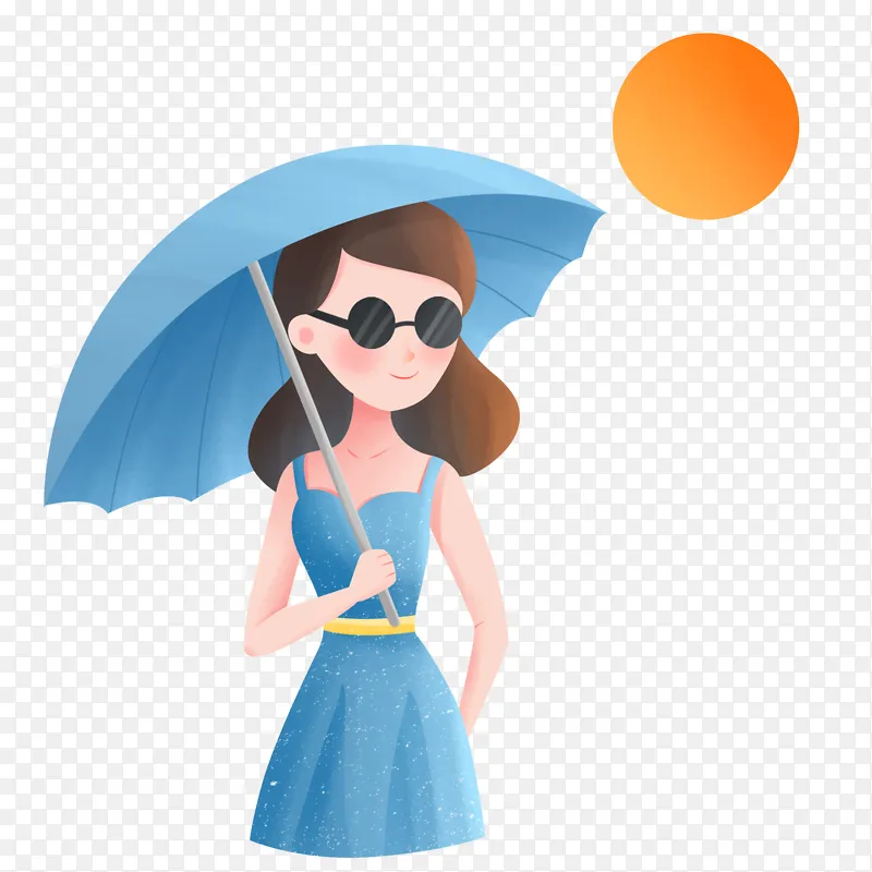 夏天炎热天气女生打遮阳伞有效防晒