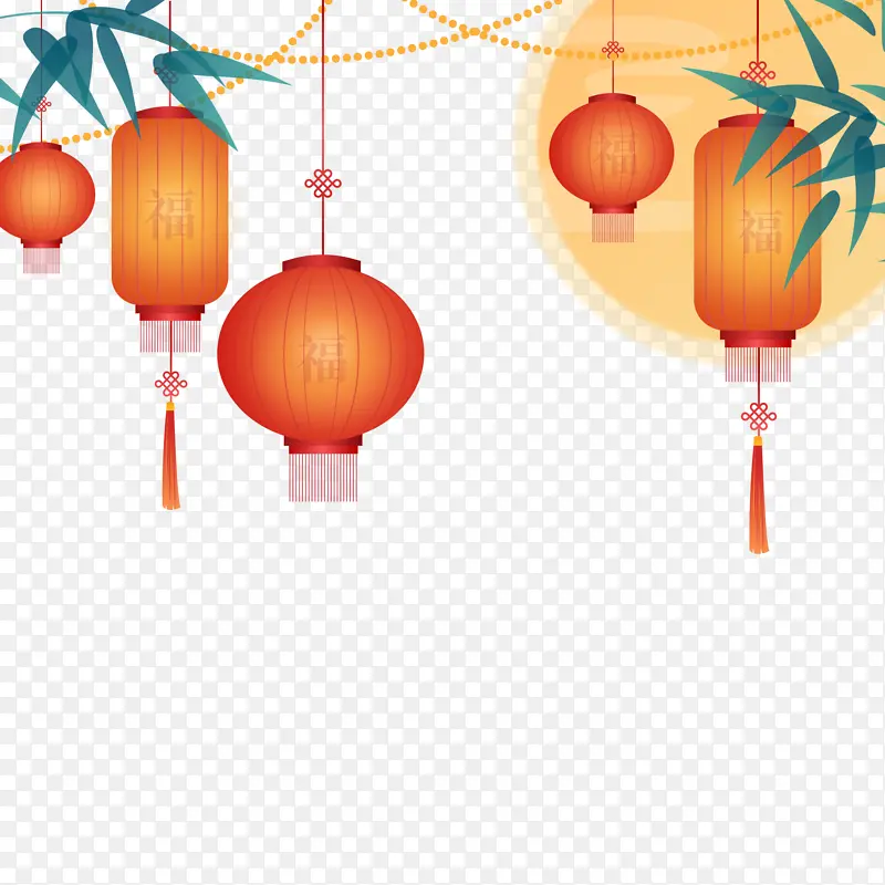 红色中国风传统灯笼背景装饰元素