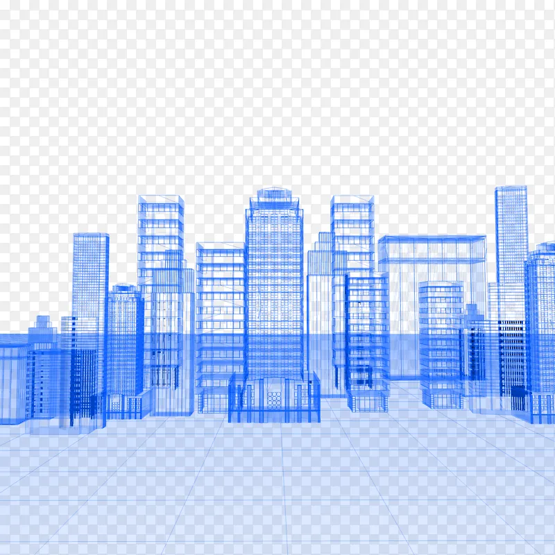 3D三维立体商务科技线条建筑楼群背景