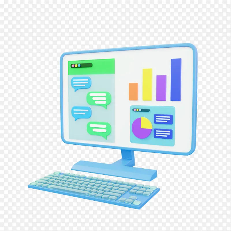 3D立体计算机电脑互联网网络数据报表