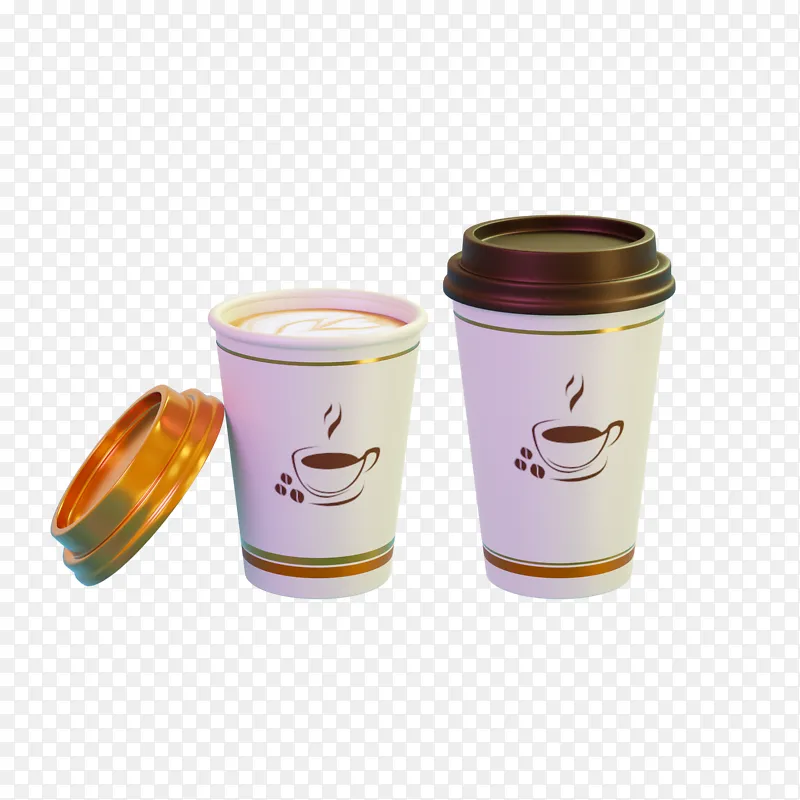 3D立体奶茶咖啡杯包装纸杯饮品