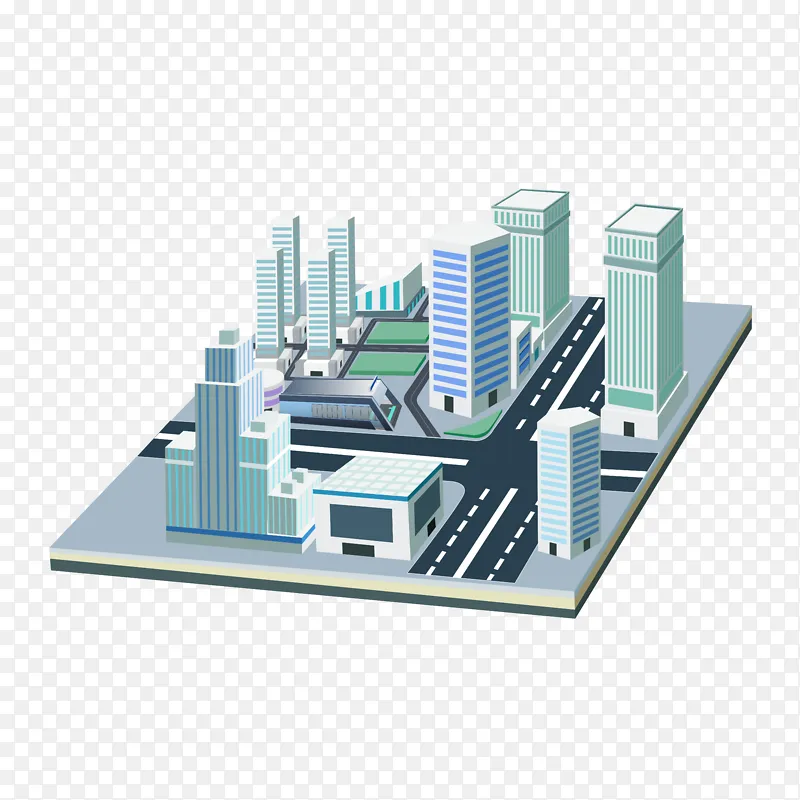 创意商务风3d地铁十字路口城市建筑