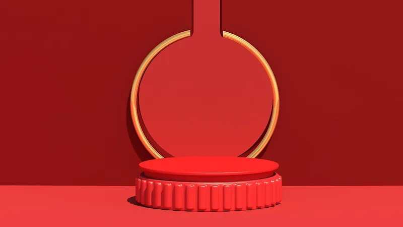 红色大促活动C4D展台