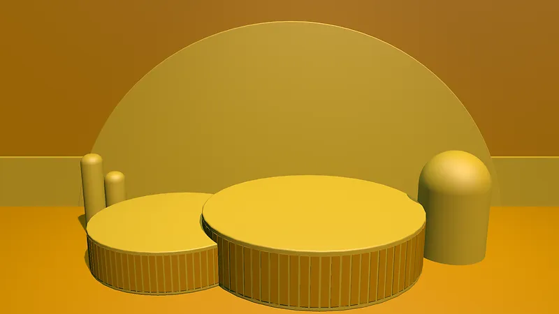 橙色c4d电商展台背景