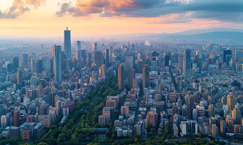 建筑城市高楼云朵