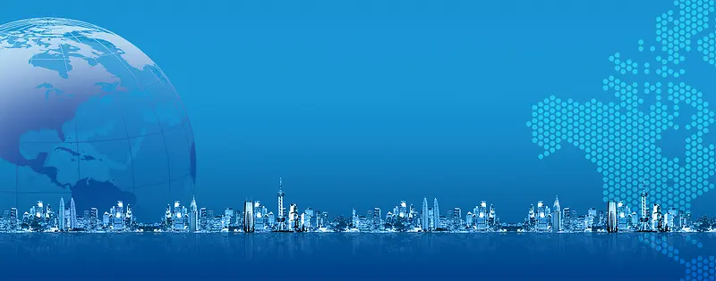 蓝色商务城市建筑地球蓝色背景