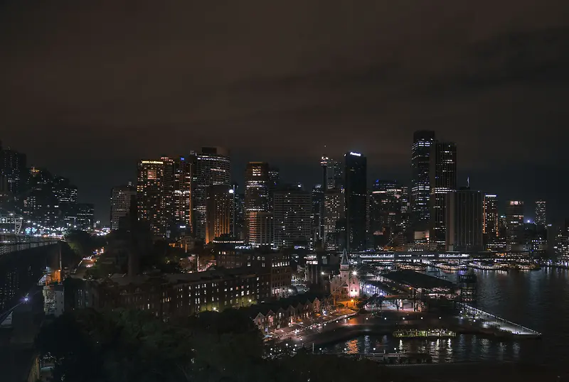 建筑黑暗城市灯光夜景