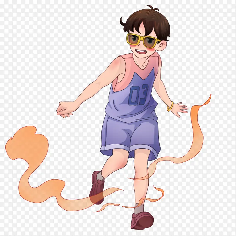 戴眼镜的篮球少年
