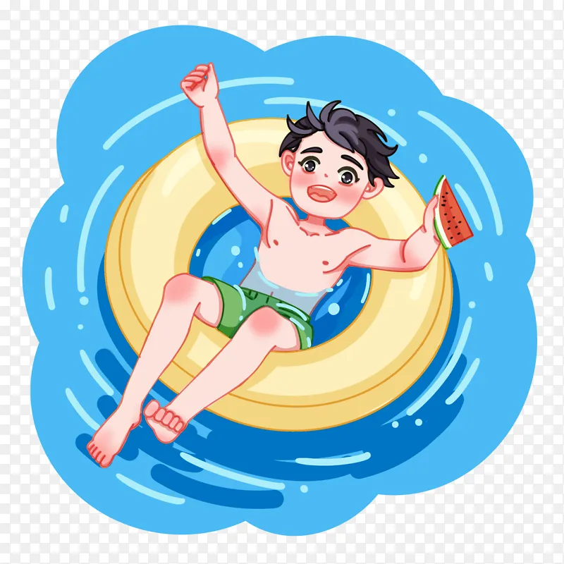 小男孩游泳嬉水