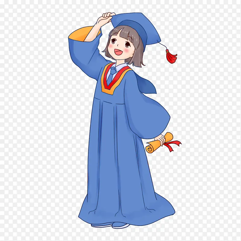 毕业季学生望远方扶帽子