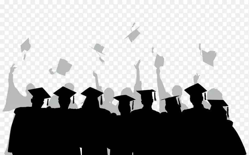毕业季大学生们的剪影