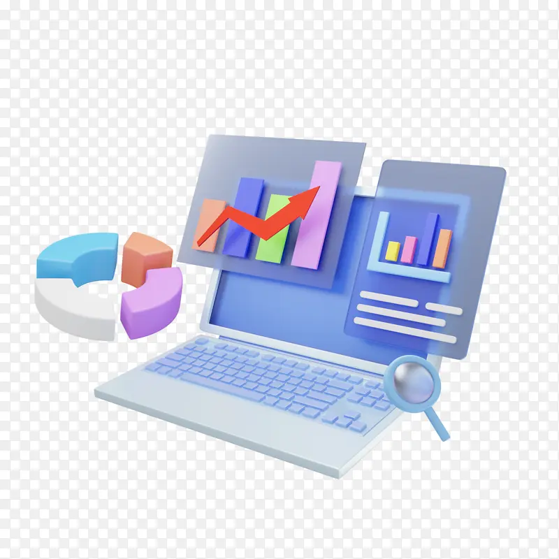 3D金融数据报表涨幅柱状计算机电脑