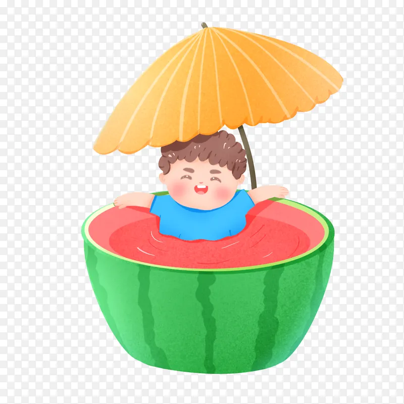 手绘夏季西瓜场景