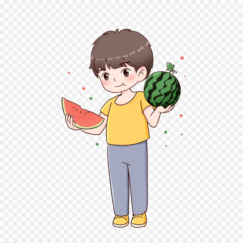 夏天夏至小暑大暑吃西瓜人物
