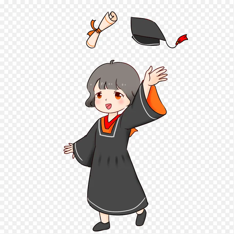 毕业季学士服学生抛学士帽