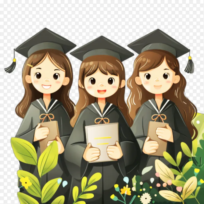 毕业季穿学士服的女孩