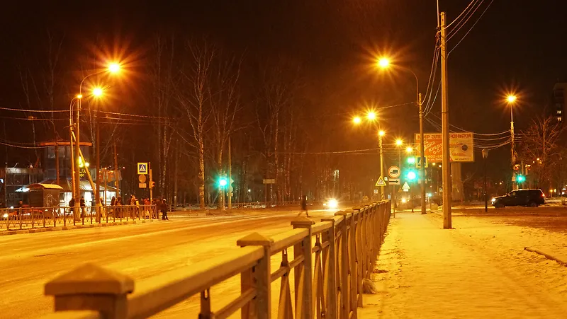 城市路面灯光夜景