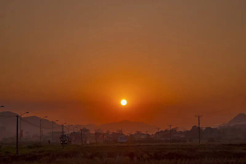 黄昏城市夕阳美景