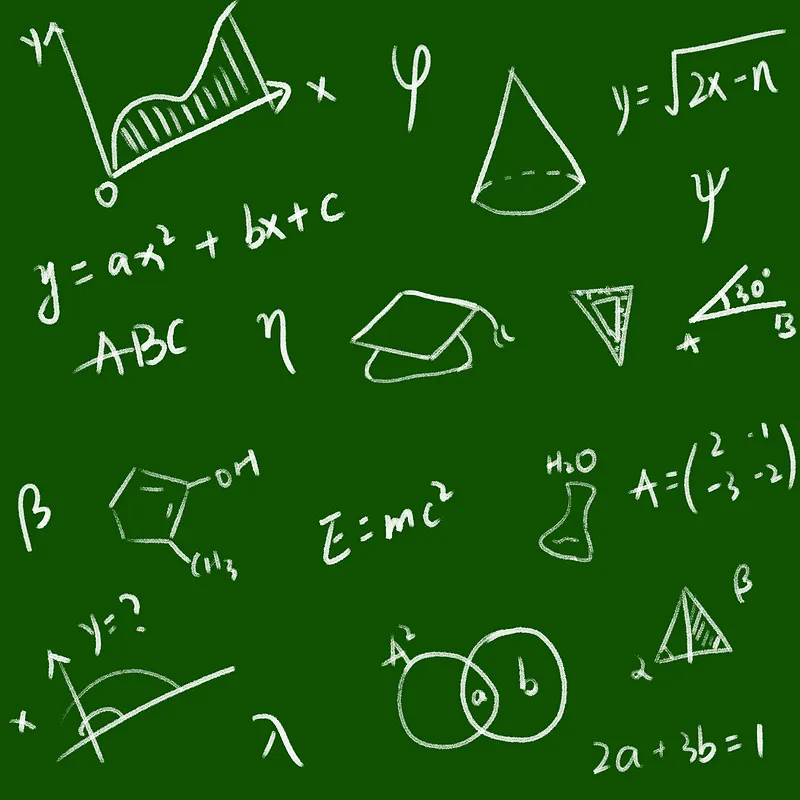 白色粉笔手写数学公式函数几何毕业季元素