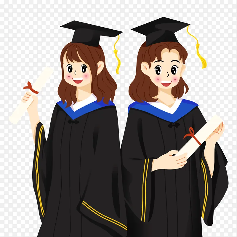 手绘毕业季学士服人物插画元素PNG图片素材下载_图片编号oymxeonzbq-免抠素材网