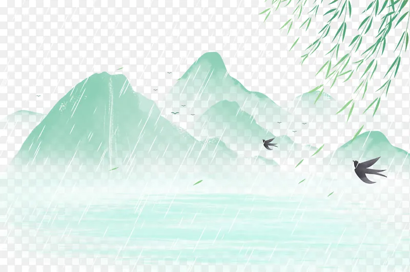 清明清明节国风水墨青山绿水燕归
