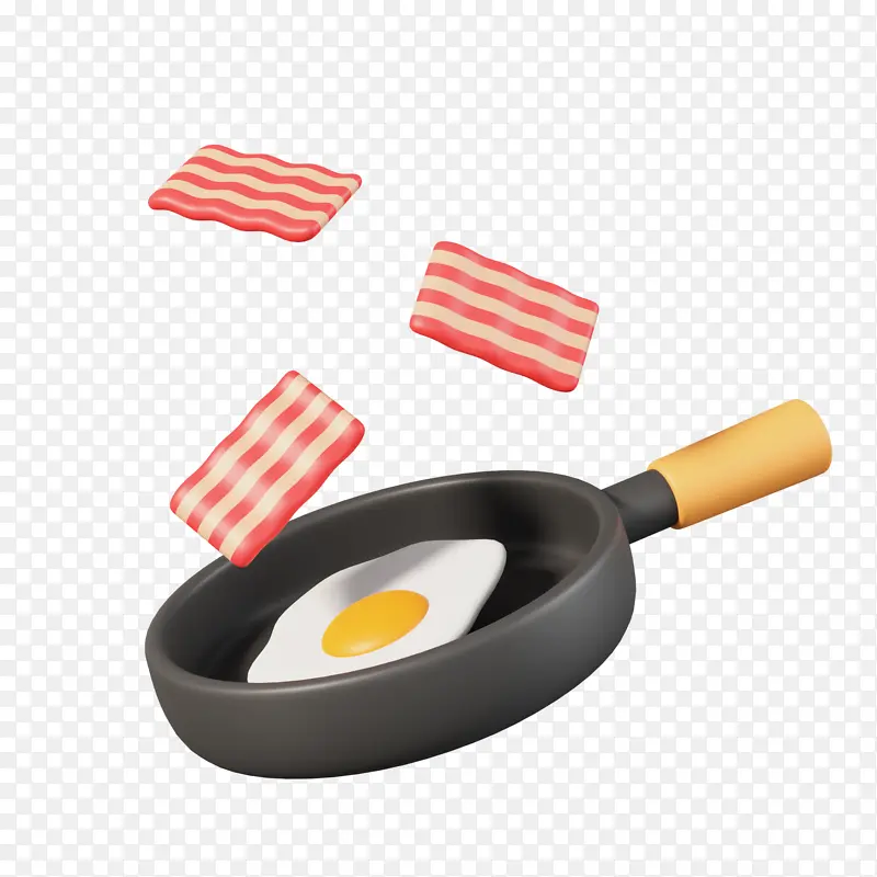 3D立体漂浮美食煎蛋元素