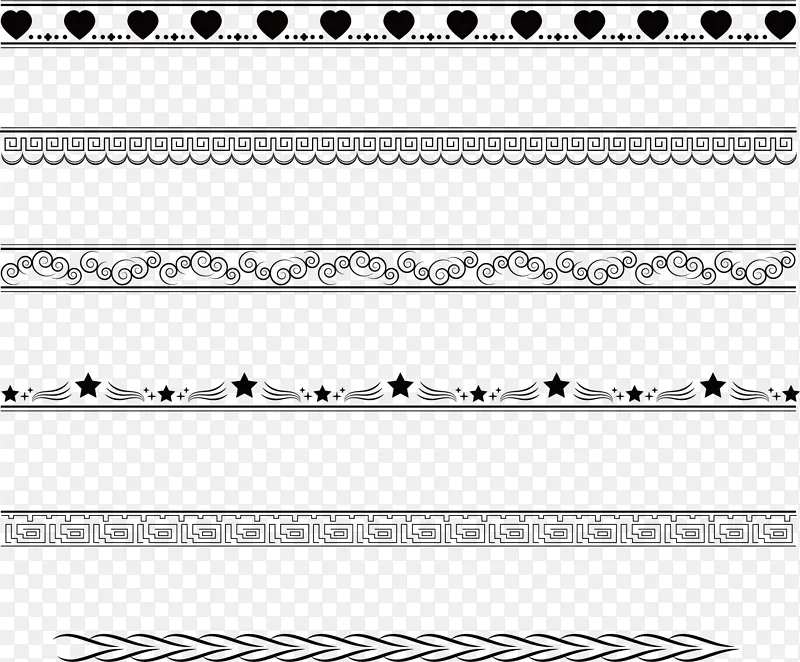 黑色框素材心型祥云欧式云纹花纹矢量