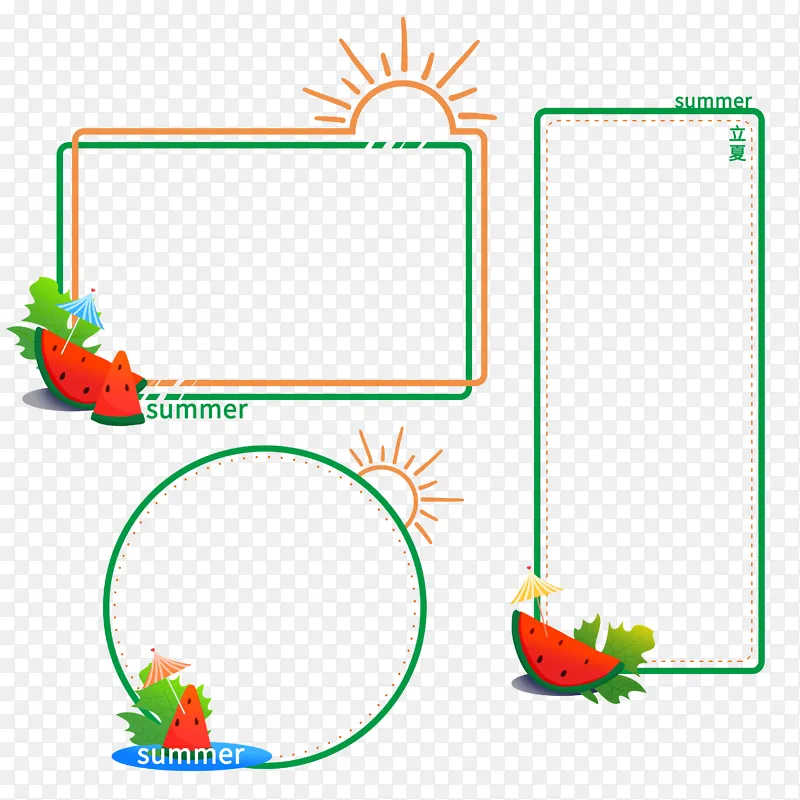 立夏手绘卡通西瓜边框