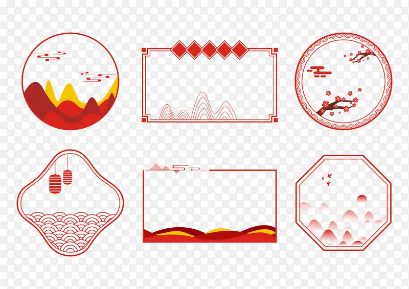 红色春节边框装饰元素