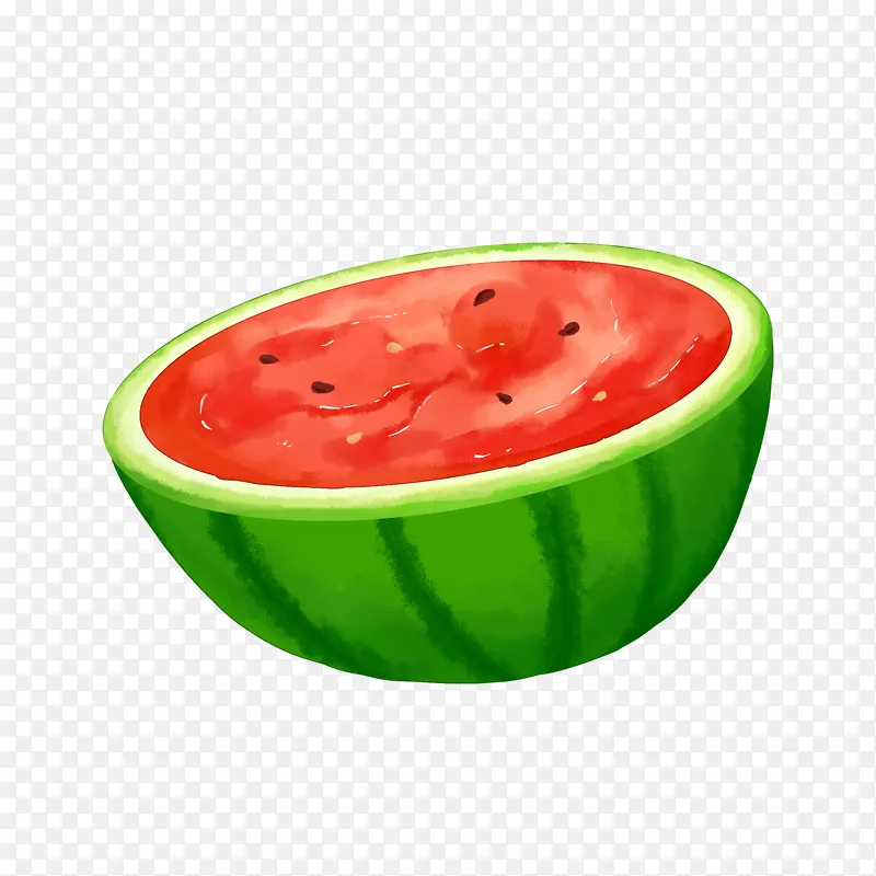 西瓜大暑小暑夏至夏天手绘水彩清凉节气水果