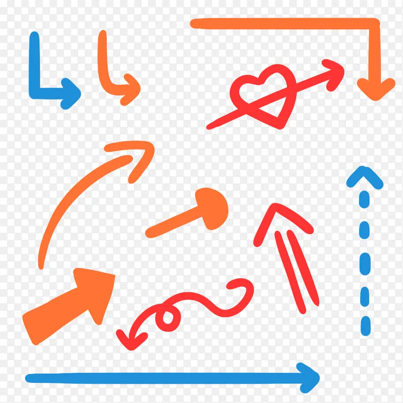 多彩简约卡通手绘箭头设计