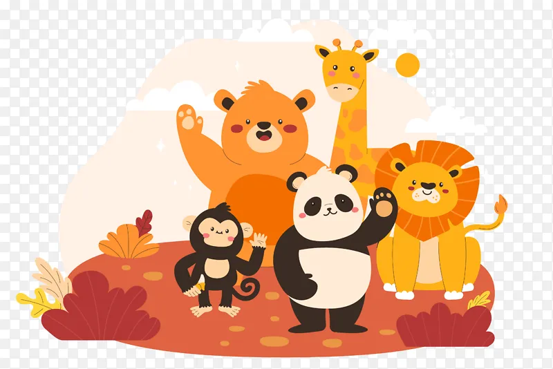 动物园中的卡通动物