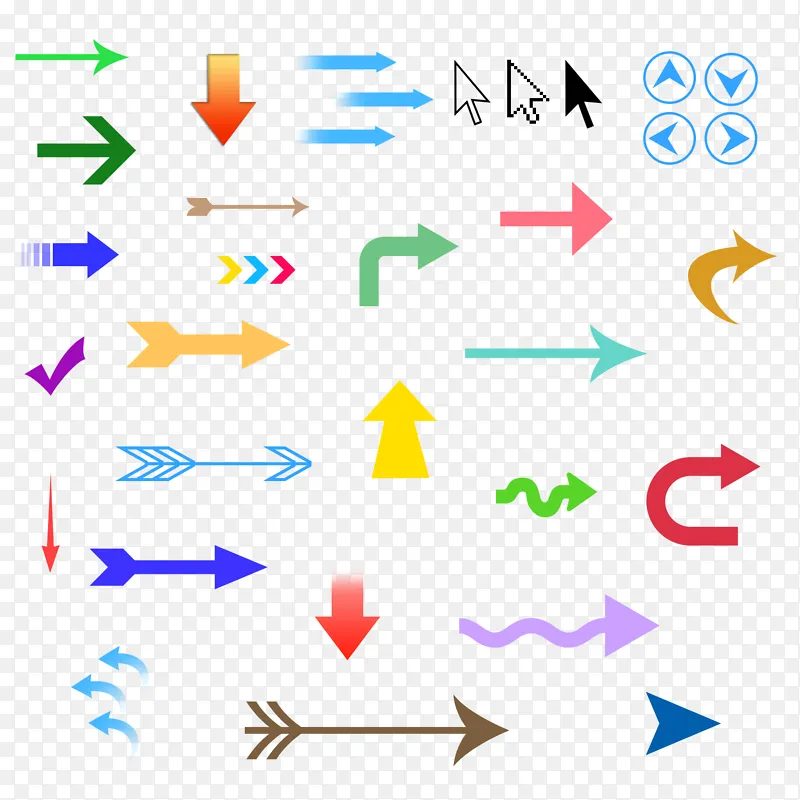 多彩箭头标志卡通小图标