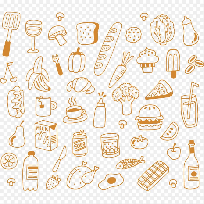 手绘食物背景设计矢量