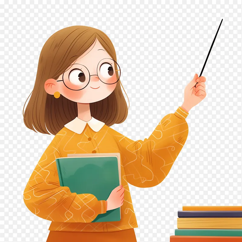 卡通上课的女教师素材